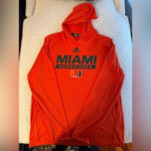 Miami Hurricanes Authentic Adidas Orange  and Green Athletic Hoodie